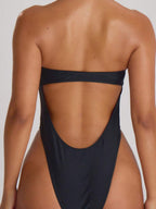 Bandeau Cut-Out Back High Leg Swimsuit – Summer Beach Vacation Swimwear