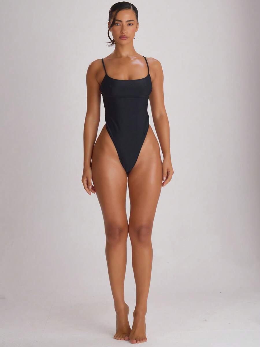 Strappy Binding High Leg Cheeky Swimsuit – Summer Beach Vacation Swimwear