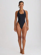 Halterneck High Leg Thong One-Piece Swimsuit – Summer Beach Vacation Swimwear