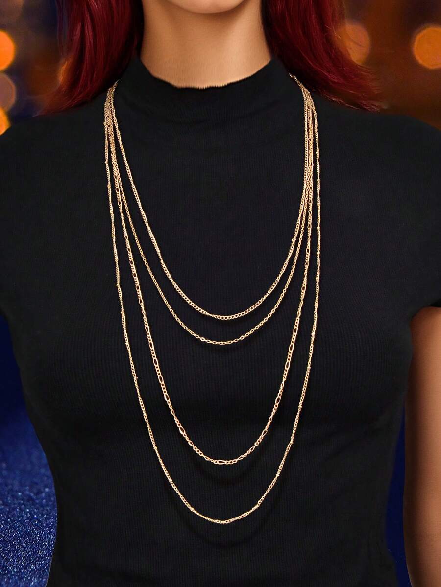 Multi-Layer Chain Long Necklace – Fashion Jewellery for Women