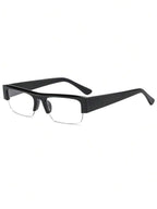 Rectangular Half-Frame Clear Glasses – Retro Eyewear for Women