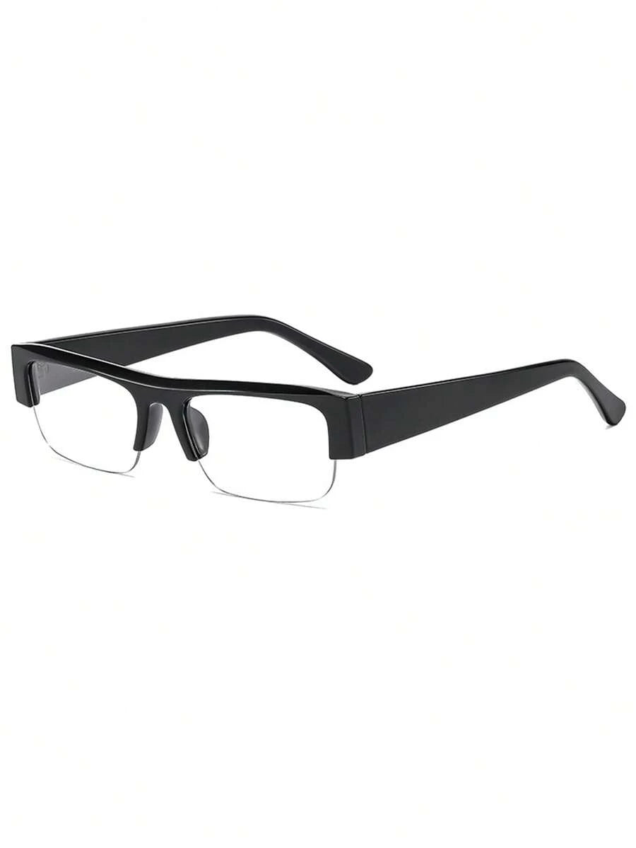 Rectangular Half-Frame Clear Glasses – Retro Eyewear for Women