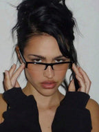 Rectangular Half-Frame Clear Glasses – Retro Eyewear for Women