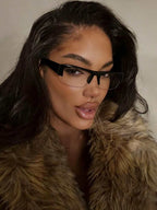 Rectangular Half-Frame Clear Glasses – Retro Eyewear for Women