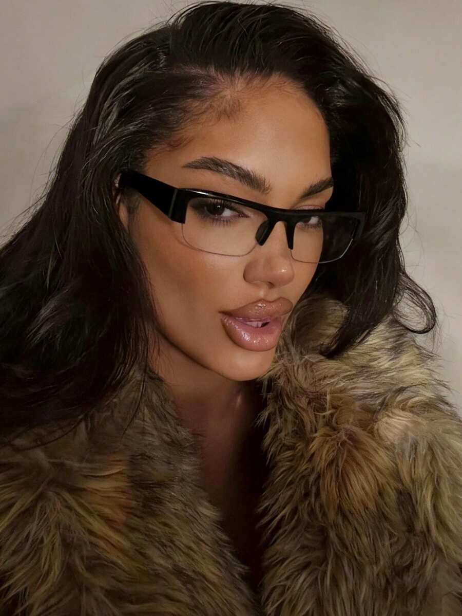 Rectangular Half-Frame Clear Glasses – Retro Eyewear for Women