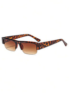 Rectangular Half-Frame Clear Glasses – Retro Eyewear for Women