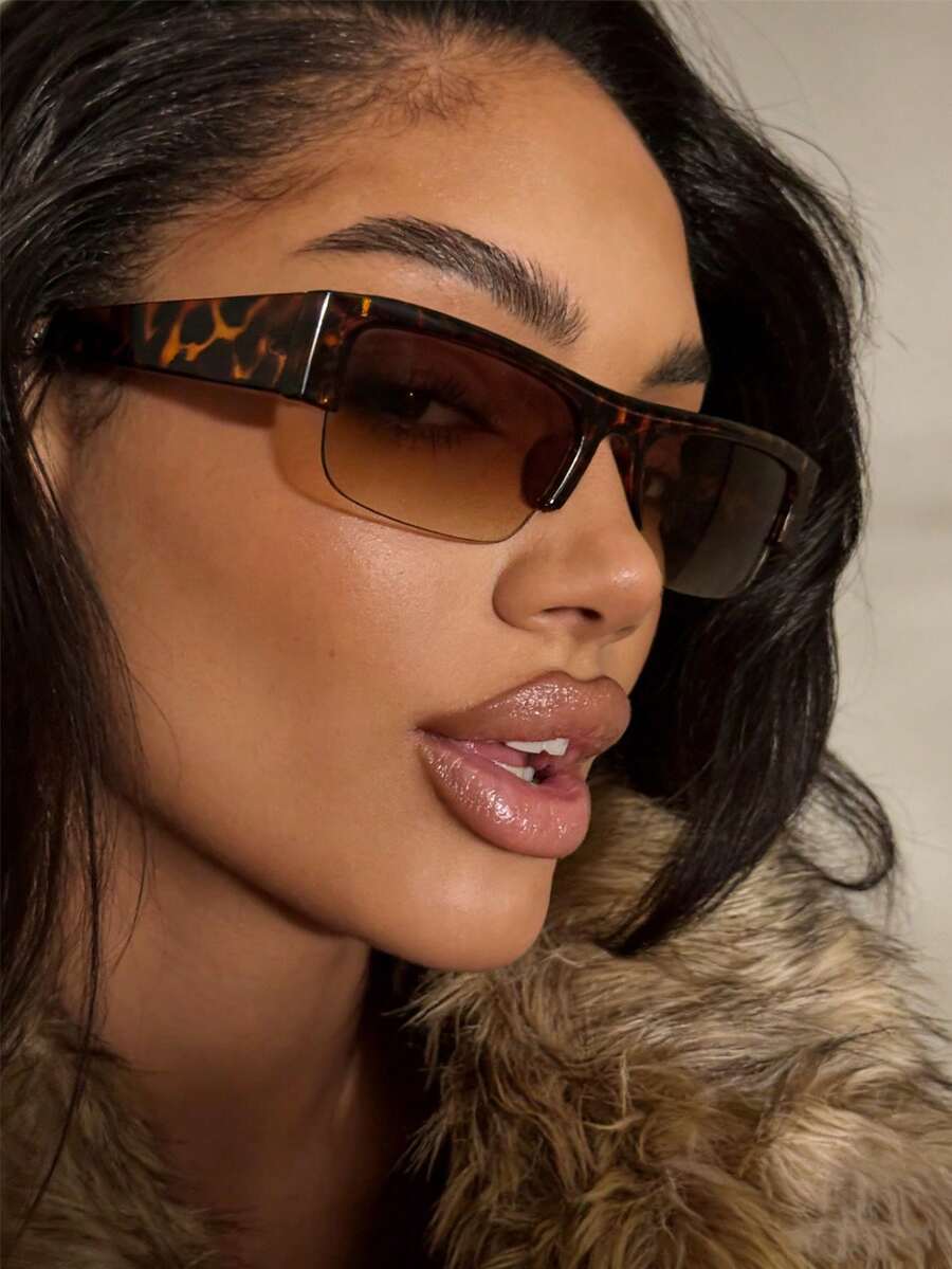 Rectangular Half-Frame Clear Glasses – Retro Eyewear for Women
