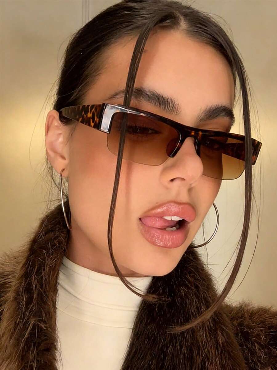 Rectangular Half-Frame Clear Glasses – Retro Eyewear for Women