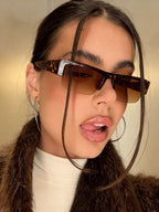 Rectangular Half-Frame Clear Glasses – Retro Eyewear for Women