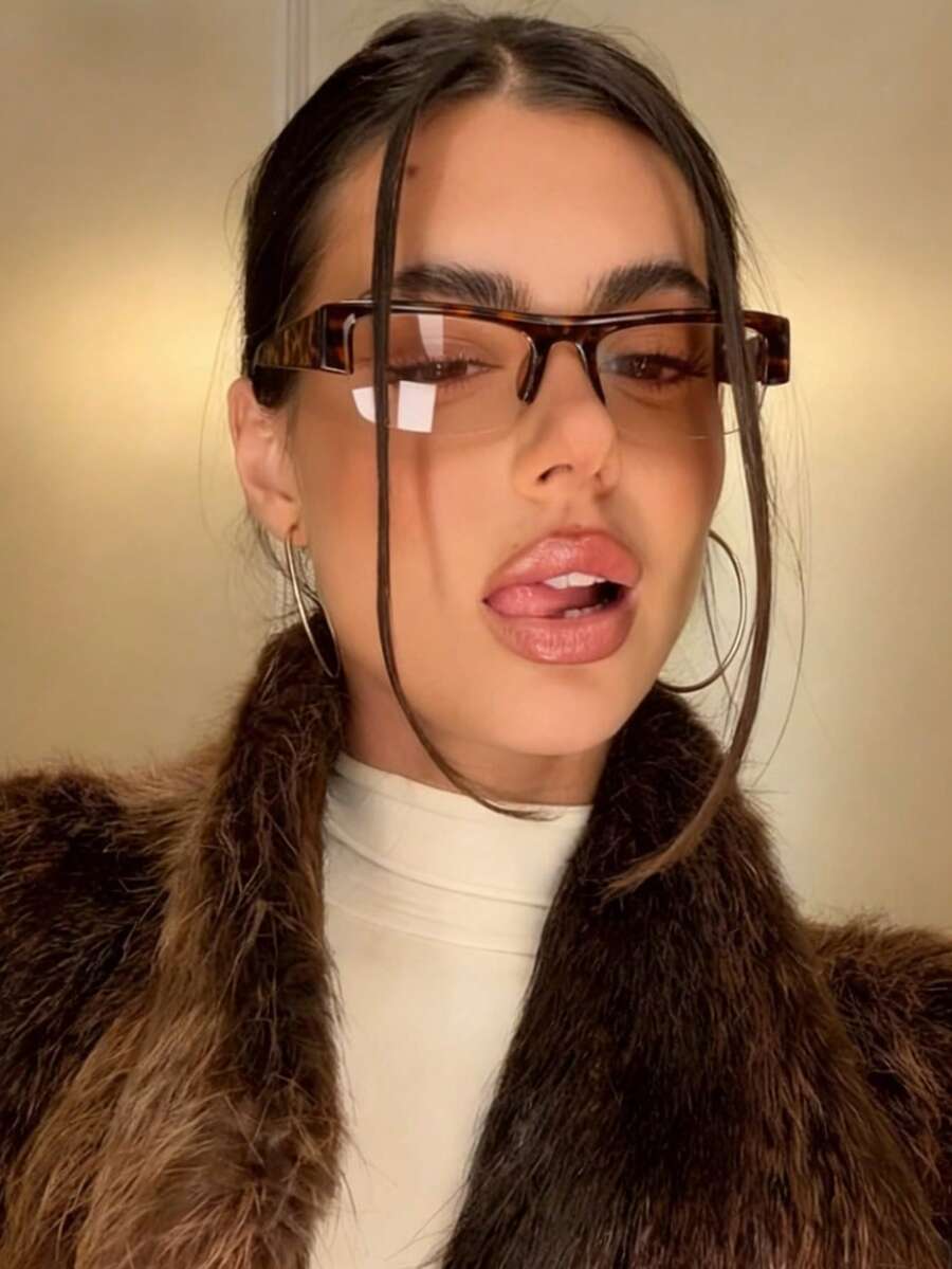 Rectangular Half-Frame Clear Glasses – Retro Eyewear for Women