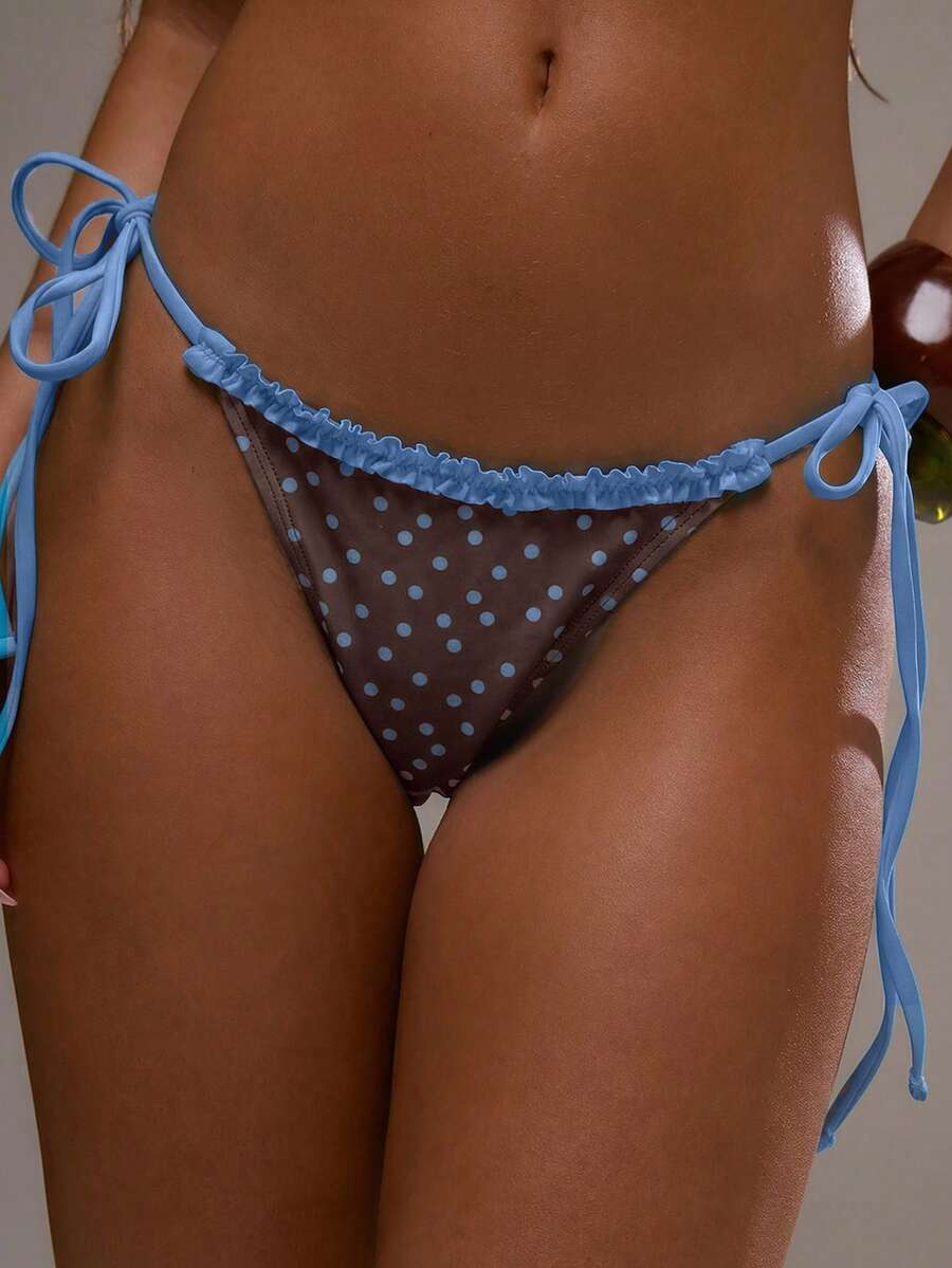 Gingham Frill Tie Side Bikini Bottoms – Summer Beach Vacation Swimwear