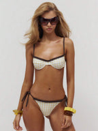 Gingham Frill Tie Side Bikini Bottoms – Summer Beach Vacation Swimwear
