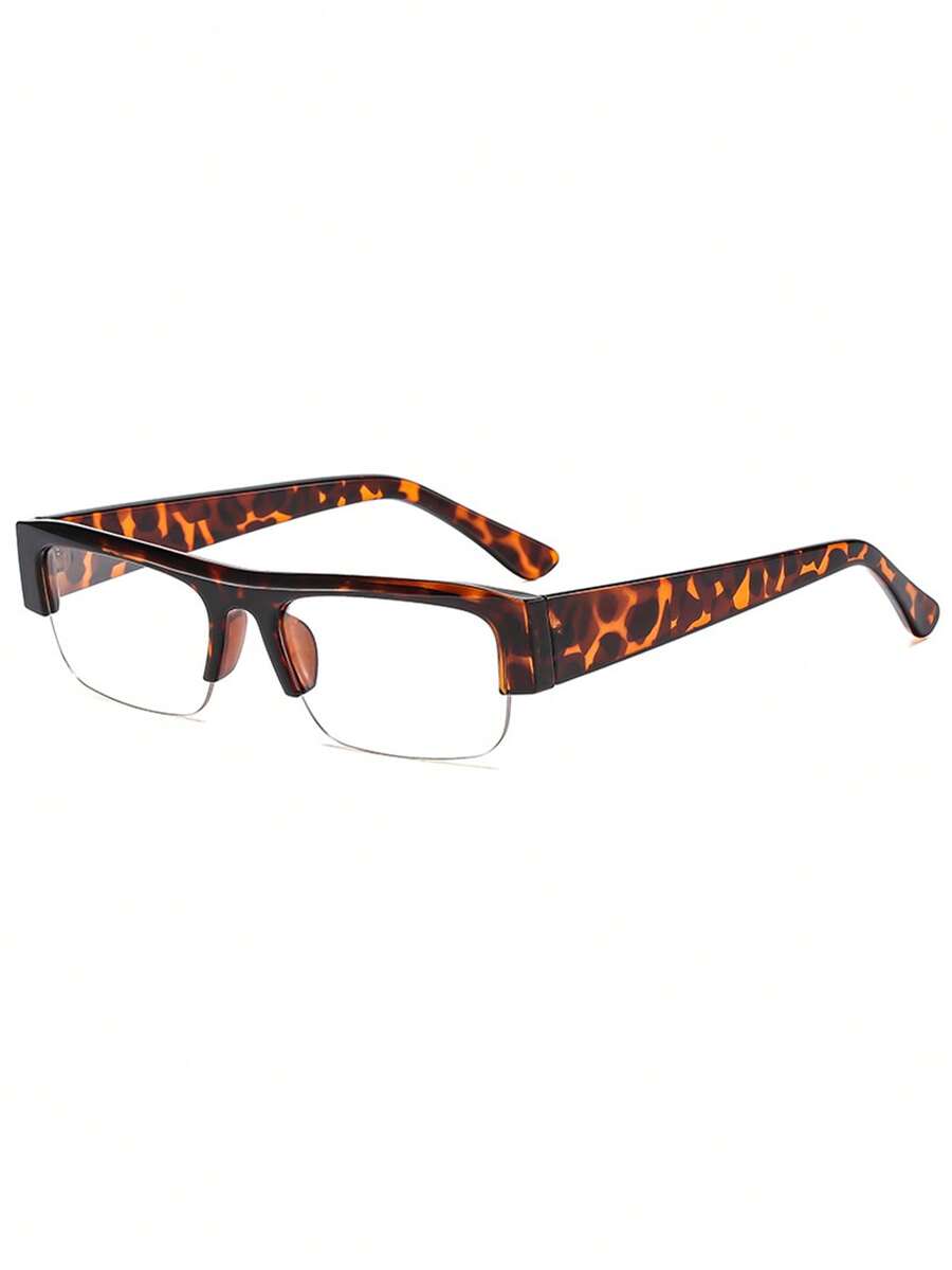 Rectangular Half-Frame Clear Glasses – Retro Eyewear for Women
