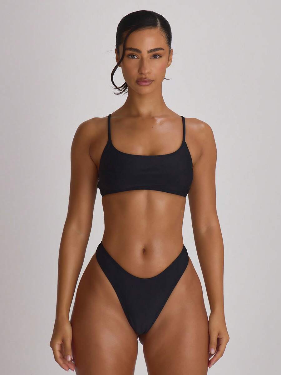 High Leg Dipped Front Thong Bikini Bottoms – Summer Beach Vacation Swimwear