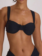 Underwire Ruched Cup Push-Up Bikini Top – Summer Beach Vacation Swimwear