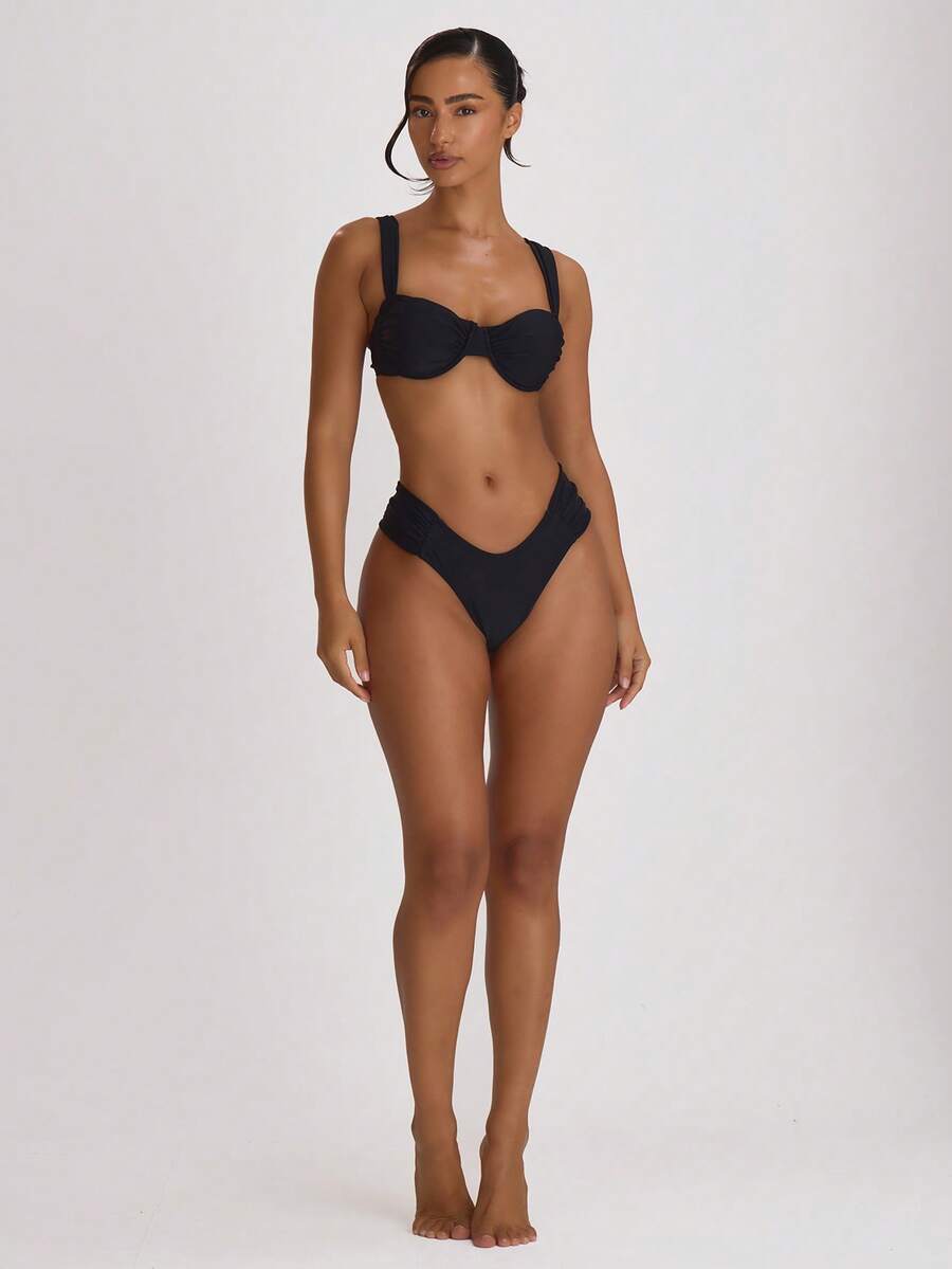 Underwire Ruched Cup Push-Up Bikini Top – Summer Beach Vacation Swimwear
