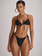 Tie Side Scooped Front Thong Bikini Bottoms – Summer Beach Vacation Swimwear