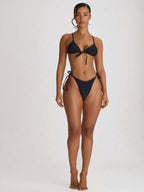Tie Side Scooped Front Thong Bikini Bottoms – Summer Beach Vacation Swimwear