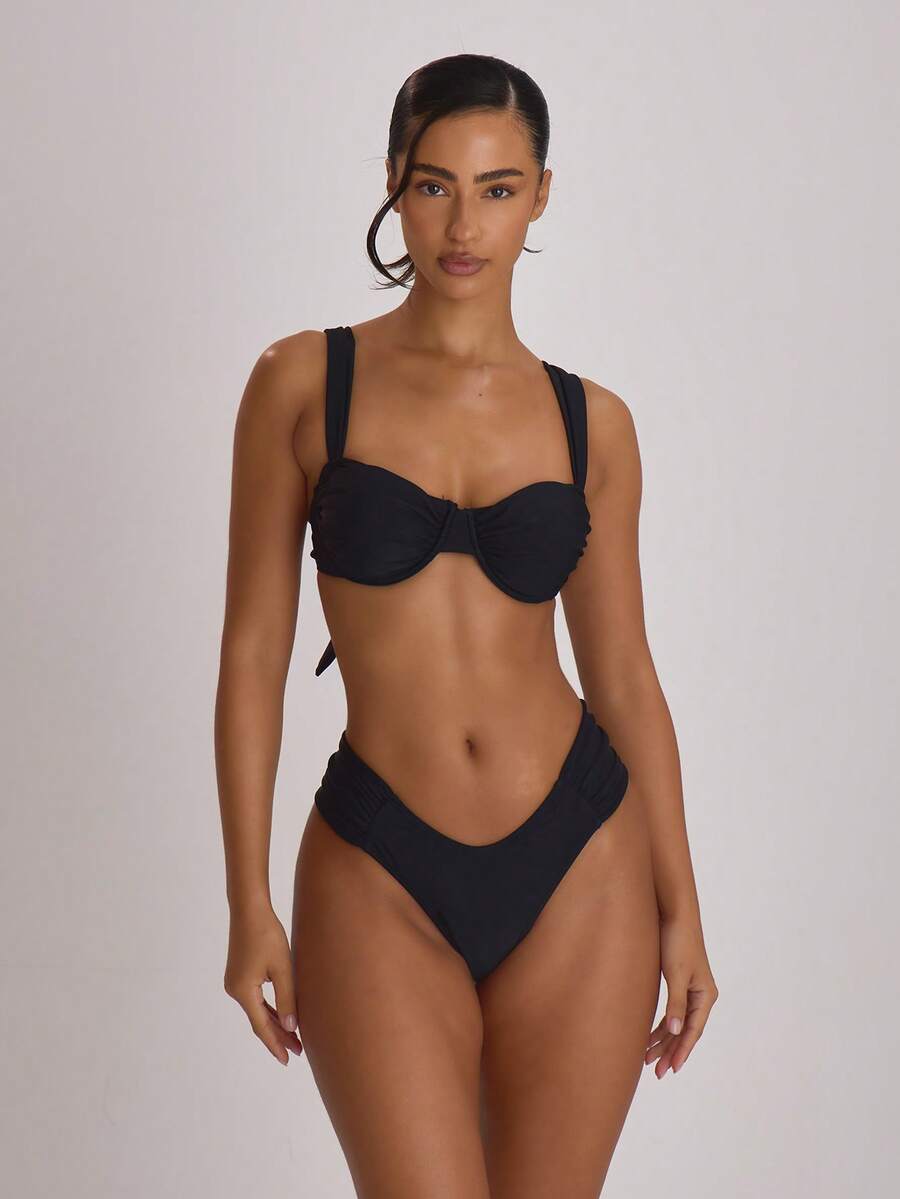 Ruched Side Cheeky Bikini Bottoms – Summer Beach Vacation Swimwear