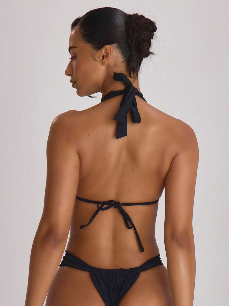 Thick Strap Ruched Cheeky Bikini Bottoms – Summer Beach Vacation Swimwear