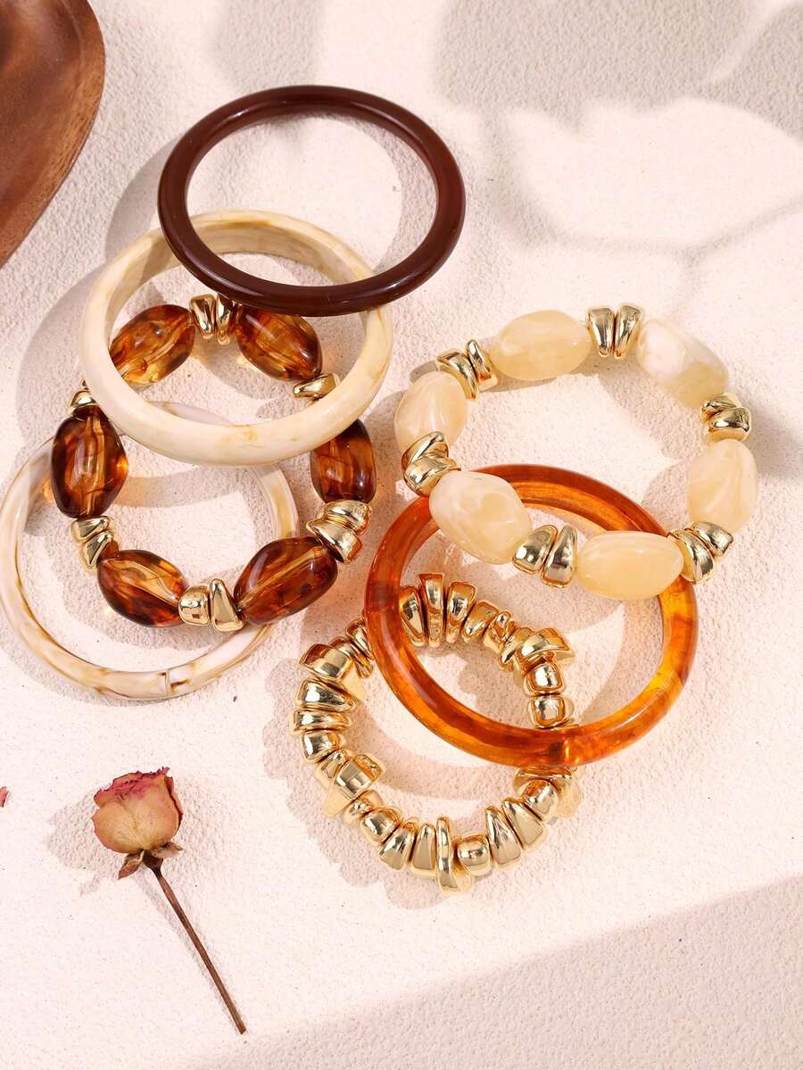 Vintage Resin Beaded Bracelet Stack – Fashion Jewellery for Women