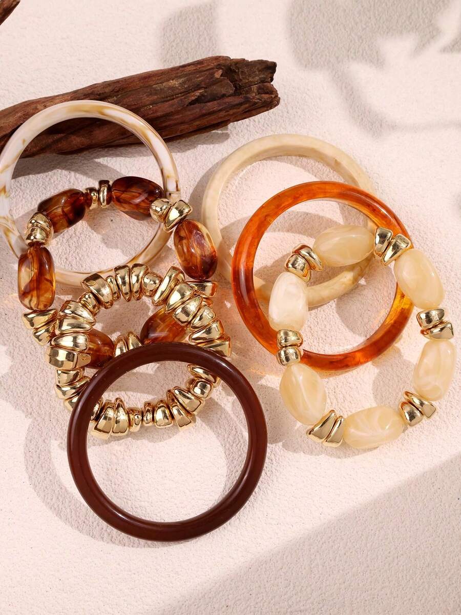 Vintage Resin Beaded Bracelet Stack – Fashion Jewellery for Women