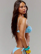 Paisley Print Beaded Trim Tie Side Bikini Bottoms – Summer Beach Vacation Swimwear