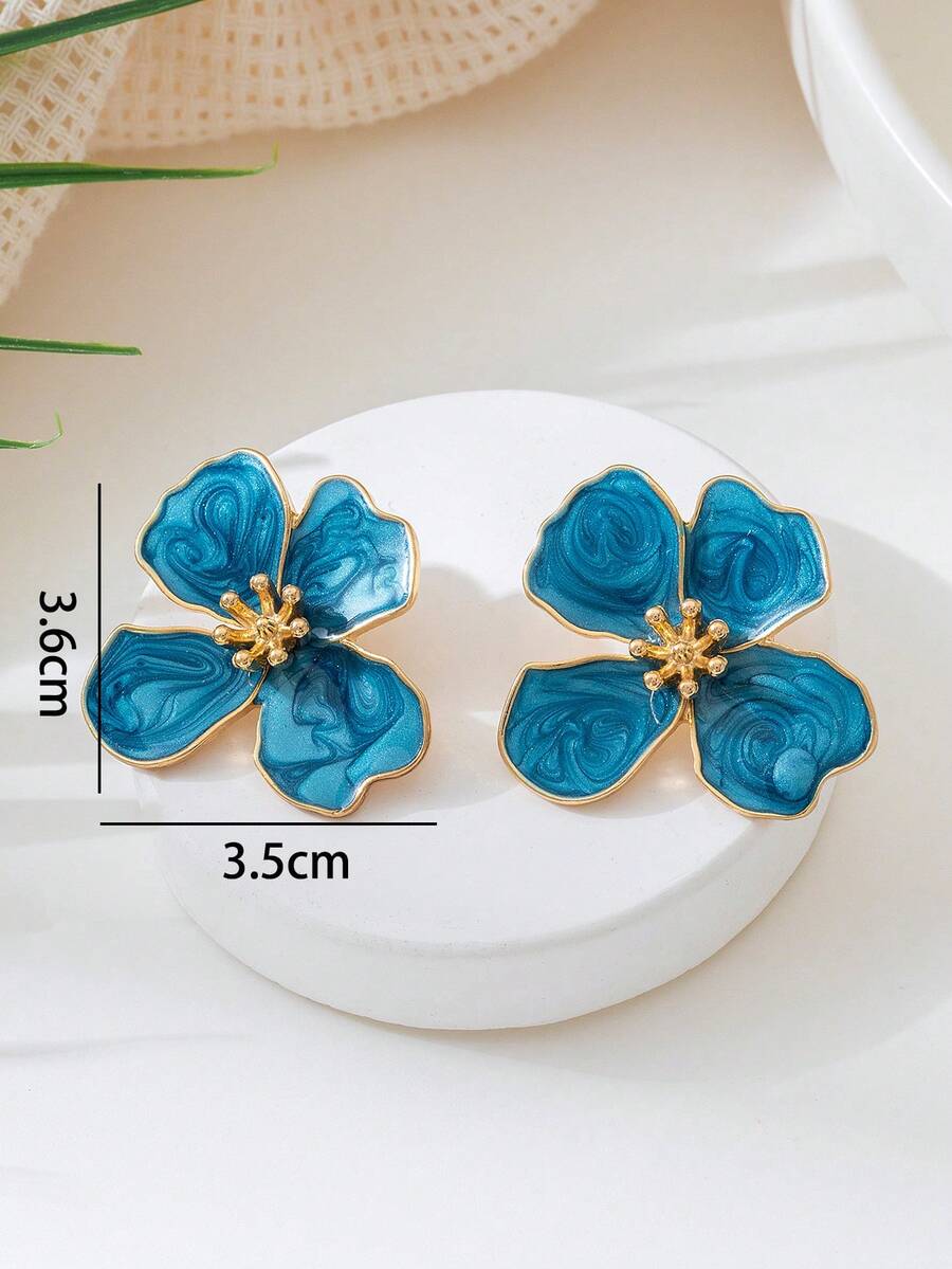 Tie Dye Drip Flower Asymmetric Stud Earrings – Jewellery for Women