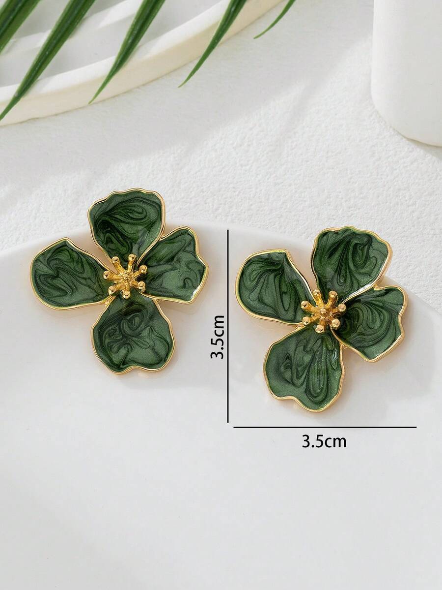 Tie Dye Drip Flower Asymmetric Stud Earrings – Jewellery for Women