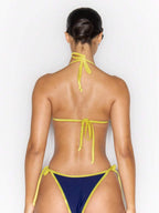 Halterneck Contrast Trim Triangle Bikini Bottom – Summer Beach Vacation Swimwear