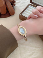 Oval Green Dial Bracelet Watch – Minimalist Dress Watch for Women