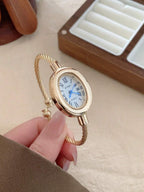 Oval Green Dial Bracelet Watch – Minimalist Dress Watch for Women