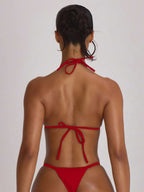 Micro Triangle Halterneck Tie Bikini Top – Summer Beach Vacation Swimwear