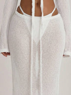 Knit Tie Front Maxi Skirt Beach Cover-Up – Summer Vacation Swimwear