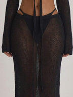 Knit Tie Front Maxi Skirt Beach Cover-Up – Summer Vacation Swimwear