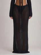 Knit Tie Front Maxi Skirt Beach Cover-Up – Summer Vacation Swimwear
