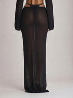 Knit Tie Front Maxi Skirt Beach Cover-Up – Summer Vacation Swimwear