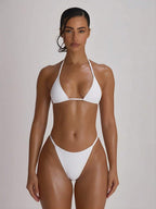Micro Triangle Halterneck Tie Bikini Top – Summer Beach Vacation Swimwear