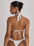 High Apex Halterneck Tie Back Bikini Top – Summer Beach Vacation Swimwear