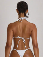 Micro Triangle Halterneck Tie Bikini Top – Summer Beach Vacation Swimwear