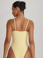 Underwire Cup High Leg Cheeky One-Piece Swimsuit – Boho Summer Beach Swimwear