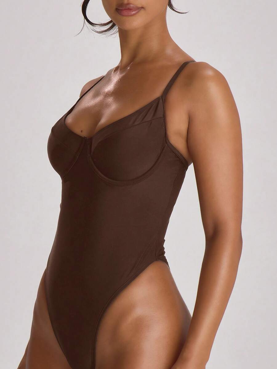 Underwire Cup High Leg Cheeky One-Piece Swimsuit – Boho Summer Beach Swimwear