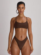 High Leg Dipped Front Thong Bikini Bottoms – Summer Beach Vacation Swimwear