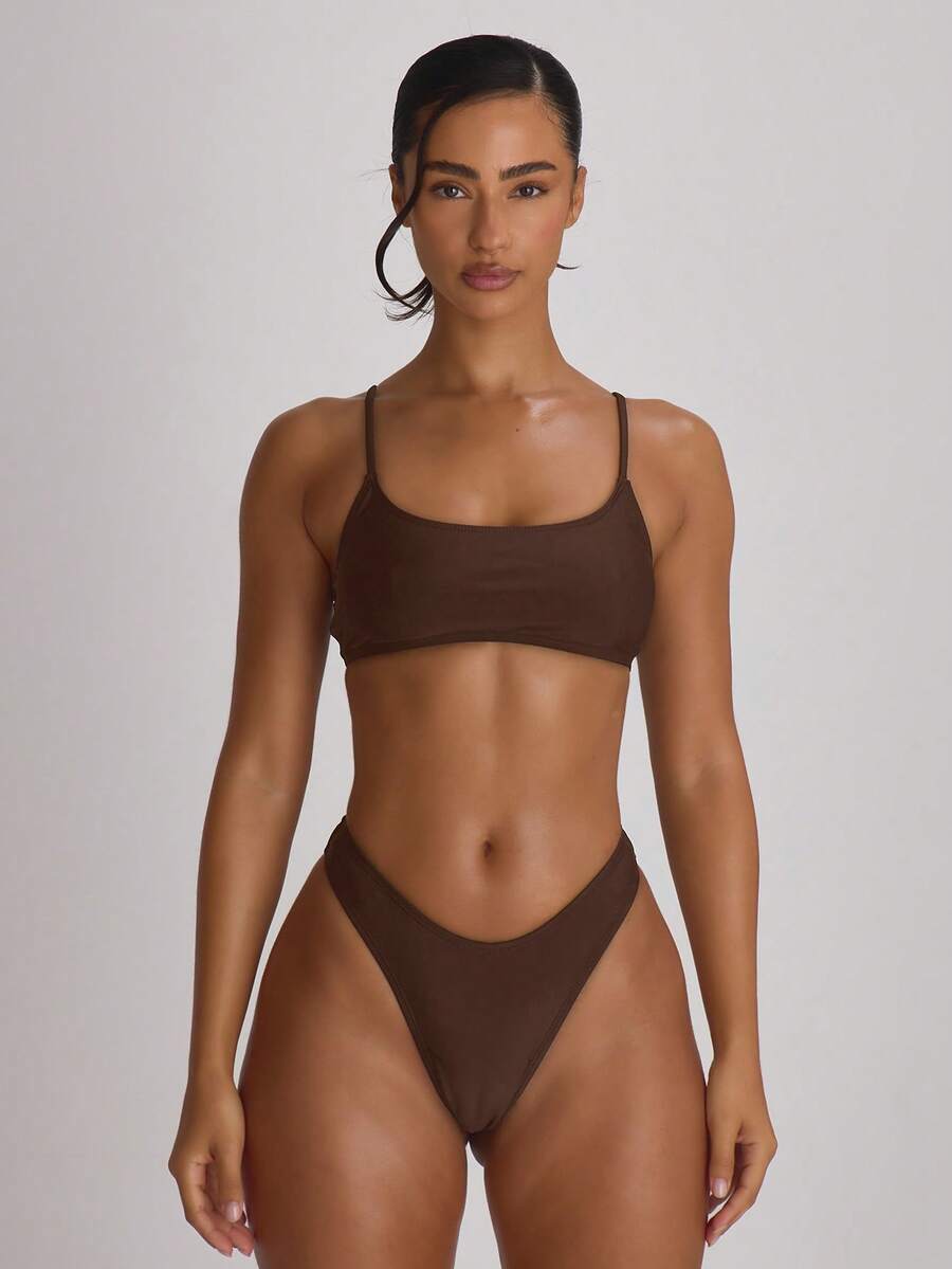 High Leg Dipped Front Thong Bikini Bottoms – Summer Beach Vacation Swimwear