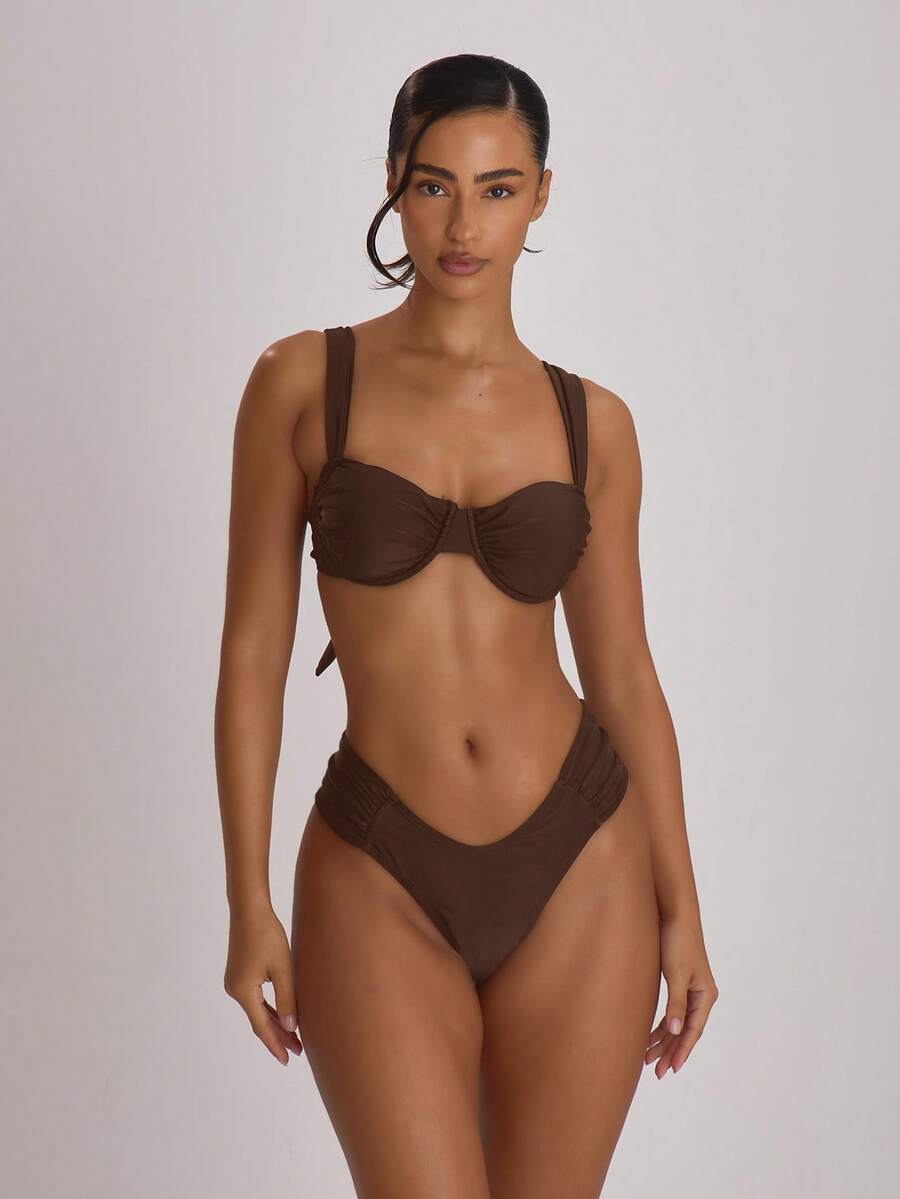 Ruched Side Cheeky Bikini Bottoms – Summer Beach Vacation Swimwear