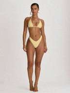 High Leg Dipped Front Thong Bikini Bottoms – Summer Beach Vacation Swimwear