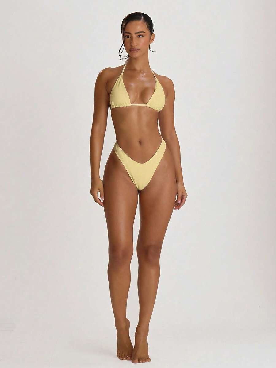 High Leg Dipped Front Thong Bikini Bottoms – Summer Beach Vacation Swimwear