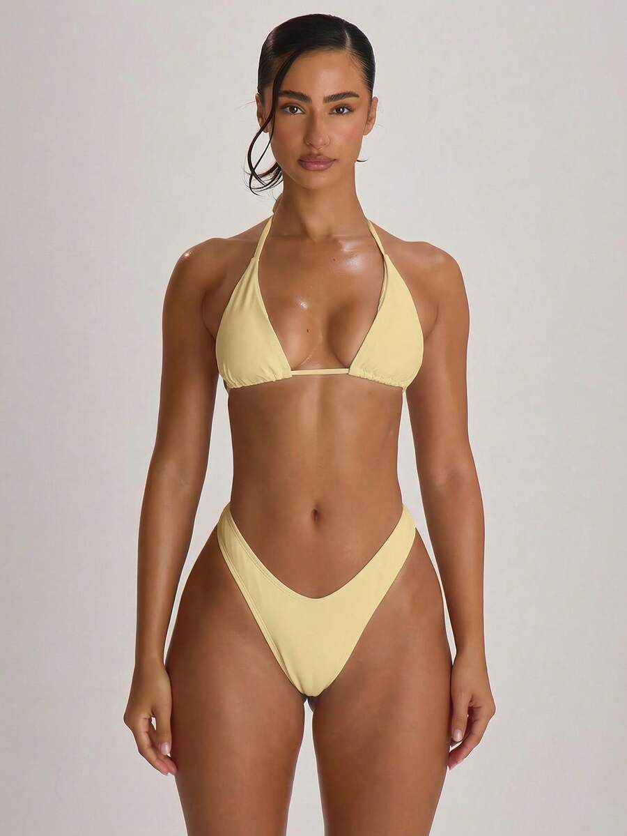 High Leg Dipped Front Thong Bikini Bottoms – Summer Beach Vacation Swimwear