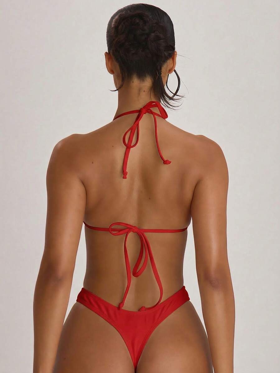 High Leg Dipped Front Thong Bikini Bottoms – Summer Beach Vacation Swimwear