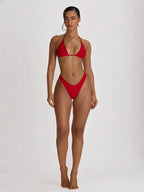 High Leg Dipped Front Thong Bikini Bottoms – Summer Beach Vacation Swimwear